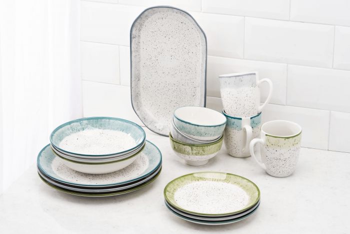 Тарілка обідня ARDESTO Siena, 27см, порцеляна, біло-сірий