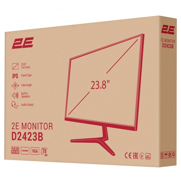Монітор 2E 23.8" D2423B D-Sub, HDMI, MM, IPS, 75Hz, FreeSync