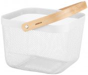 Кошик з ручкою Ardesto Midori 25х24.5х18см, метал, дерево, білий