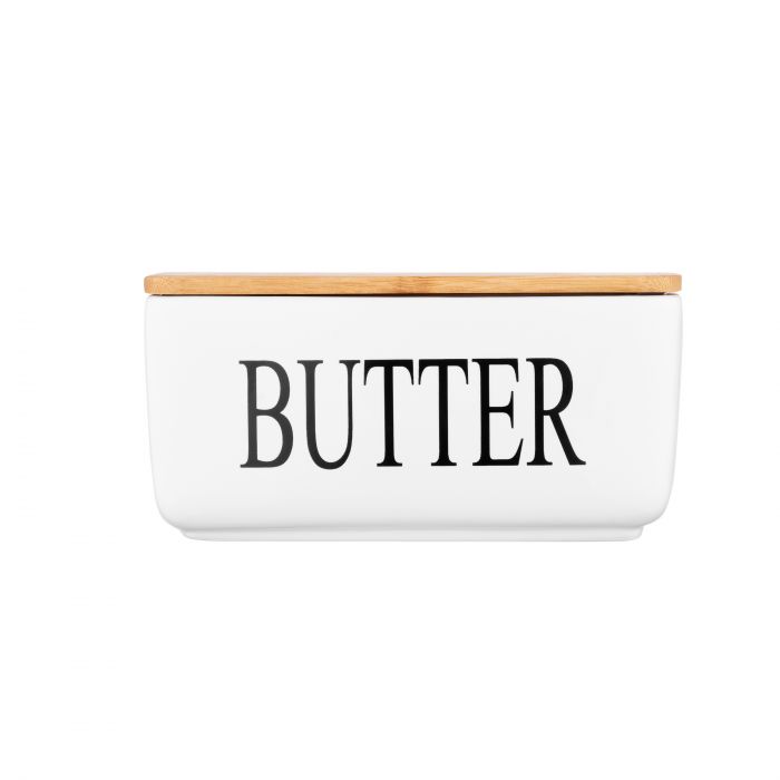 Маслянка ARDESTO Midori 16.5х10х8см, кераміка, бамбук, біла