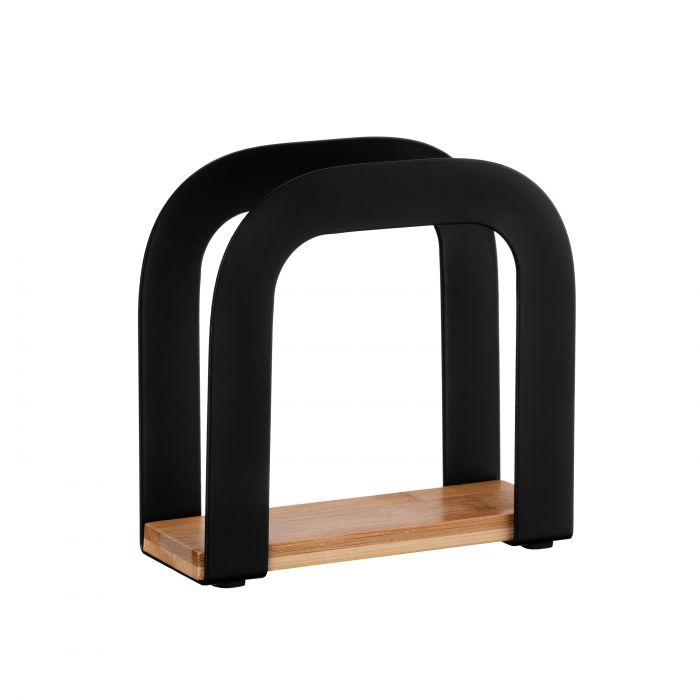 Серветниця ARDESTO Midori 12х4.5х12см, метал, бамбук, чорна