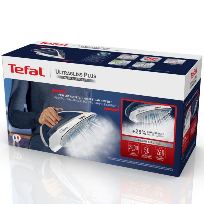 Праска Tefal Ultragliss Plus, 2800Вт, 270мл, паровий удар -260гр, постійна пара - 50гр, керам. підошва, синій