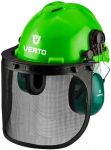 Каска захисна Verto, 3в1, каска, щиток для обличчя, навушники, зелений