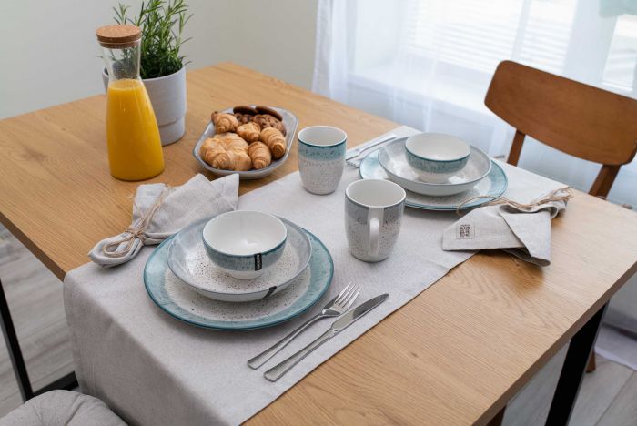 Тарілка супова Ardesto Siena, 20см, порцеляна, біло-сірий