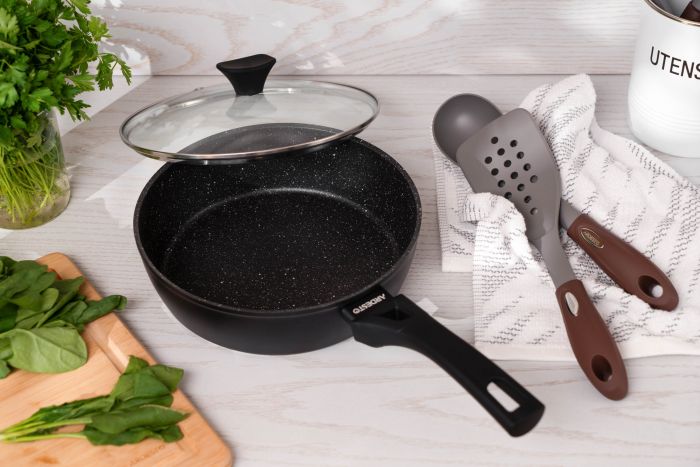 Сковорода глибока з кришкою ARDESTO Gemini Livorno, 28см, алюміній, чорний