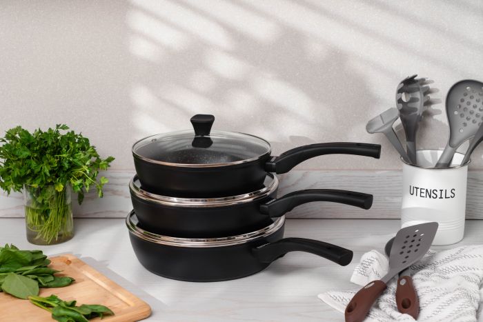 Сковорода глибока з кришкою ARDESTO Gemini Livorno, 28см, алюміній, чорний