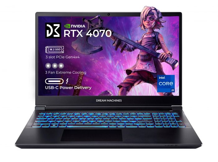 Ноутбук Dream Machines RG4070-16 16FHD+ IPS, Intel i9-14900HX, 32GB, F1TB, NVD4070-8, DOS, чорний