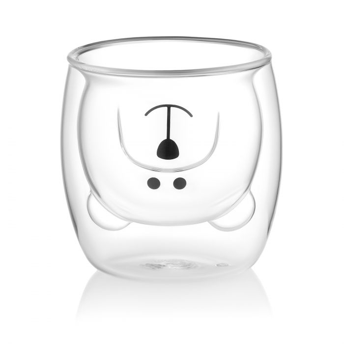 Набір чашок з подвійними стінками Ardesto Animals, 250мл, 2шт, боросилікатне скло, прозорий