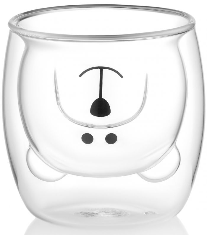 Набір чашок з подвійними стінками Ardesto Animals, 250мл, 2шт, боросилікатне скло, прозорий