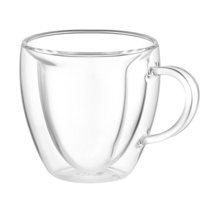 Набір чашок з ручками і подвійними стінками Ardesto, 330мл, 2шт, боросилікатне скло, прозорий