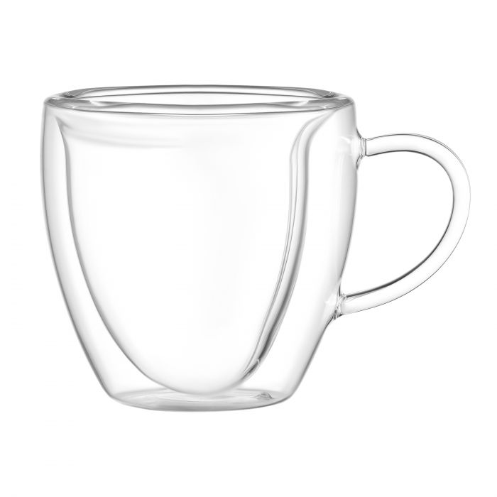 Набір чашок з ручками і подвійними стінками Ardesto, 330мл, 2шт, боросилікатне скло, прозорий