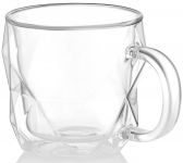 Набір чашок з ручками і подвійними стінками Ardesto, 450мл, 2шт, боросилікатне скло, прозорий