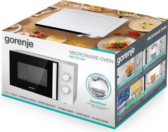 Мікрохвильова піч Gorenje, 17л, мех. керув., 700Вт, дисплей, білий