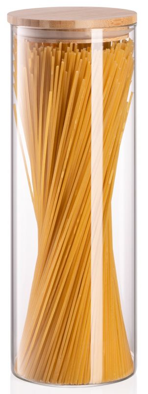Банка для зберігання Ardesto Midori, 1300мл, скло, бамбук, кругла, прозорий