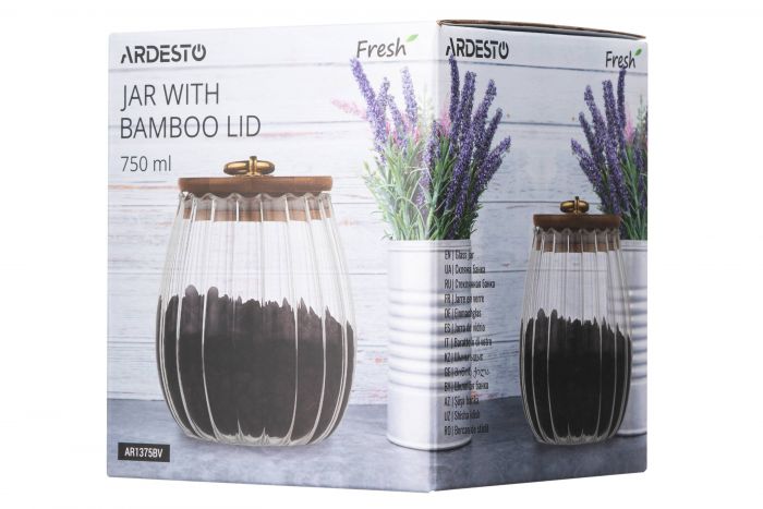Банка для зберігання Ardesto Fresh Vintage, 750мл, скло, бамбук, прозорий