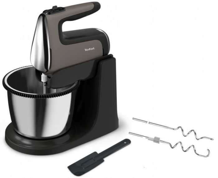 Міксер Tefal стаціонарний Powermix Silence 600Вт, насадки-4, чаша-метал, 2, 5л, турборежим, сіро-чорний