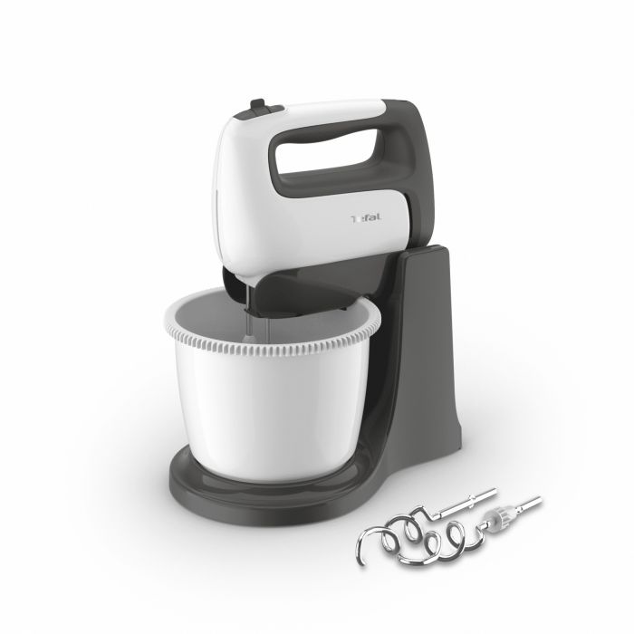 Міксер Tefal стаціонарний  Prep'Mix+ Standbowl 500Вт, насадки-4, чаша-пластик, 2.5л, турборежим, біло-сірий