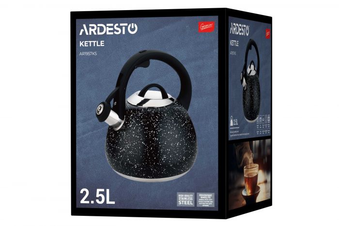 Чайник ARDESTO Gemini, 2.5л, нержавіюча сталь, чорний