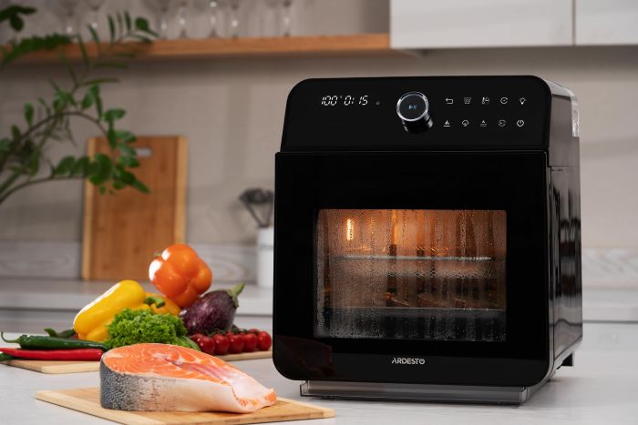 Мультипіч Ardesto, 2250Вт, об'єм-15л, сенсорне керування, функція приготування на пару, 40-220°C, метал/пластик, біло-чорний