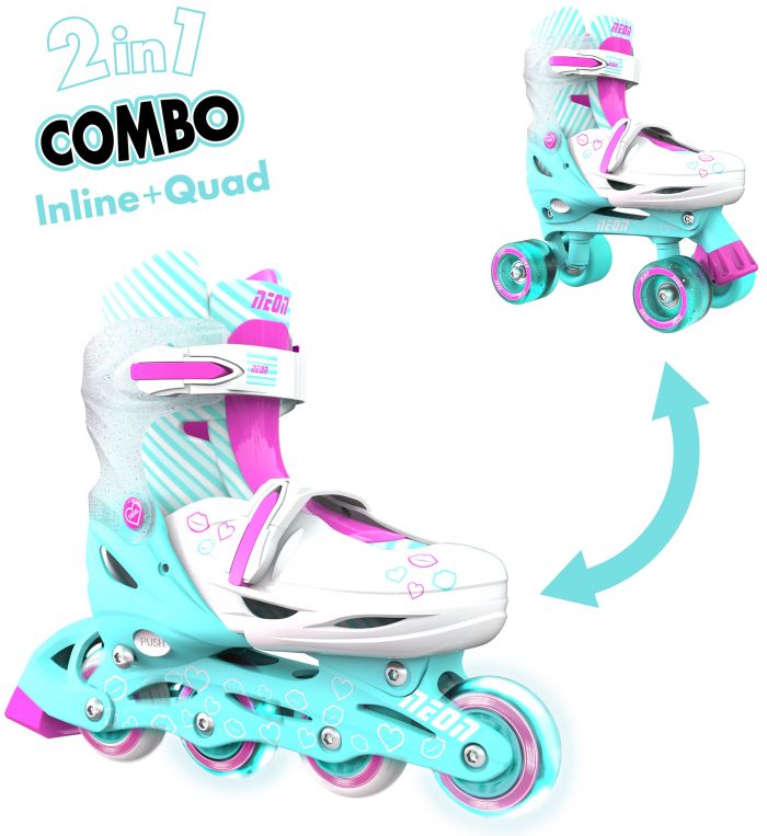 Роликові ковзани Neon Combo, розмір 34-37, бірюзовий