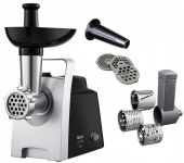 М'ясорубка Tefal HV1 7in1, 1400Вт, 1.7кг/хв, 3 решітки, насадка для ковбас, 3 терки, пластик, чорно-сріб.