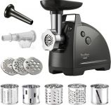 М'ясорубка Tefal HVB Plus, 2000Вт, 2.6кг/хв, 3 решітки, насадка для ковбас, кеббе, томатів, 5 терок, пластик/метал, чорний