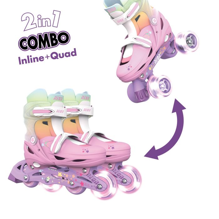 Роликові ковзани Neon Combo, розмір 30-33, веселка