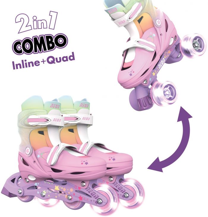 Роликові ковзани Neon Combo, розмір 30-33, веселка