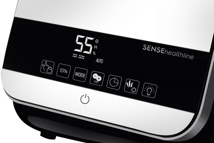 Зволожувач повітря Electrolux SENSEhealthline EHU-3315D 5.5 л, 50 м2, 400 мл/г, ультразвуковий, іонізатор, гігростат, аромакапсула, стерилізація пари, пульт ДК, білий