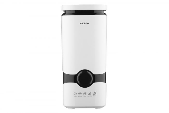 Зволожувач повітря ARDESTO ультразвуковий, 40м2, 4л, 300мл/г, електр. кер-ння, пульт ДК, верх. залив води, білий