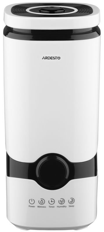 Зволожувач повітря ARDESTO ультразвуковий, 40м2, 4л, 300мл/г, електр. кер-ння, пульт ДК, верх. залив води, білий
