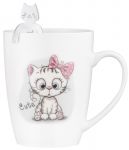 Чашка з ложкою Ardesto Cute, 320мл, порцеляна, нержавіюча сталь, білий