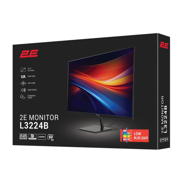 Монітор 2E 31.5" L3224B 2xHDMI, DP, VA, 3840x2160, MM