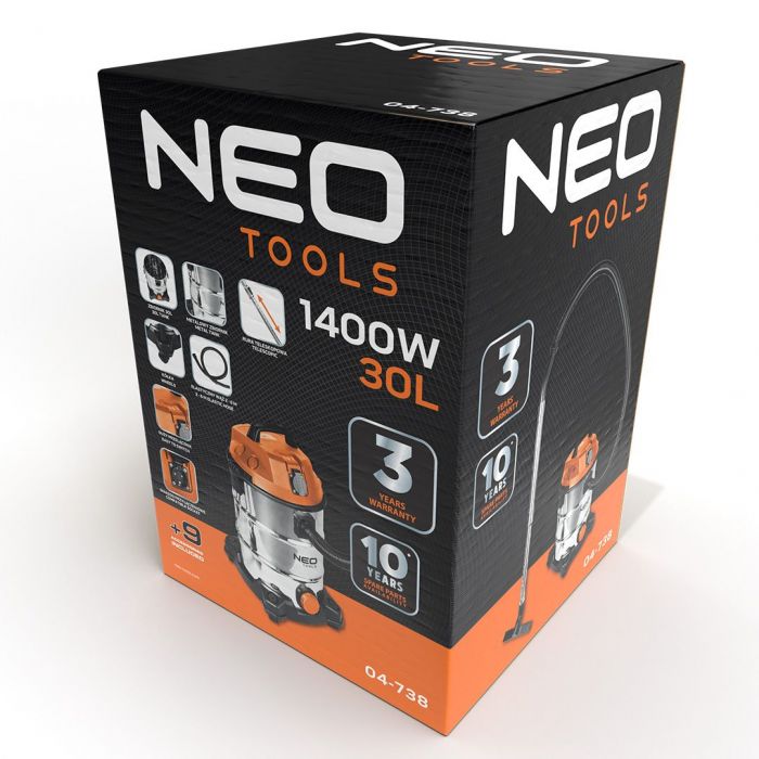 Пилосос професійний Neo Tools 1400Вт 18 кПа контейнер 30л HEPA колеса 5.92кг