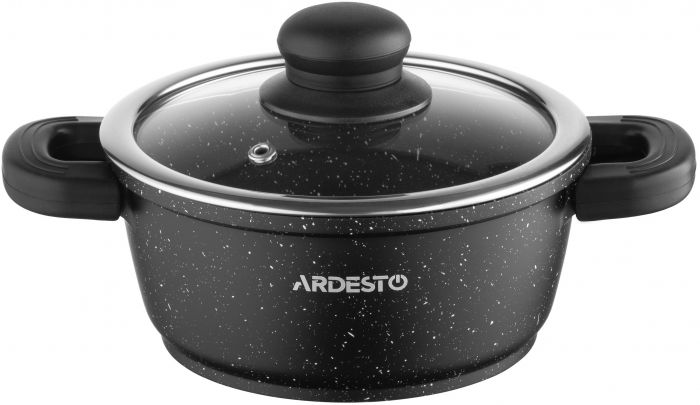 Каструля зі скляною кришкою Ardesto Gemini Anzio, 1.2л, алюміній, чорний