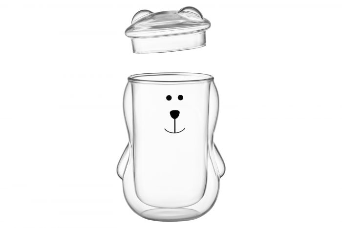 Набір чашок з кришкою з подвійними стінками ARDESTO Animals, 300мл, 2шт, боросилікатне скло, прозорий