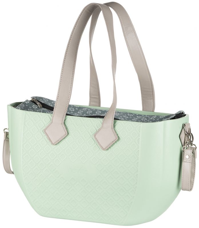 Сумка Nuvita MyMia ручки еко-шкіра, килимок, ремені для коляски, м'ятно-сірий