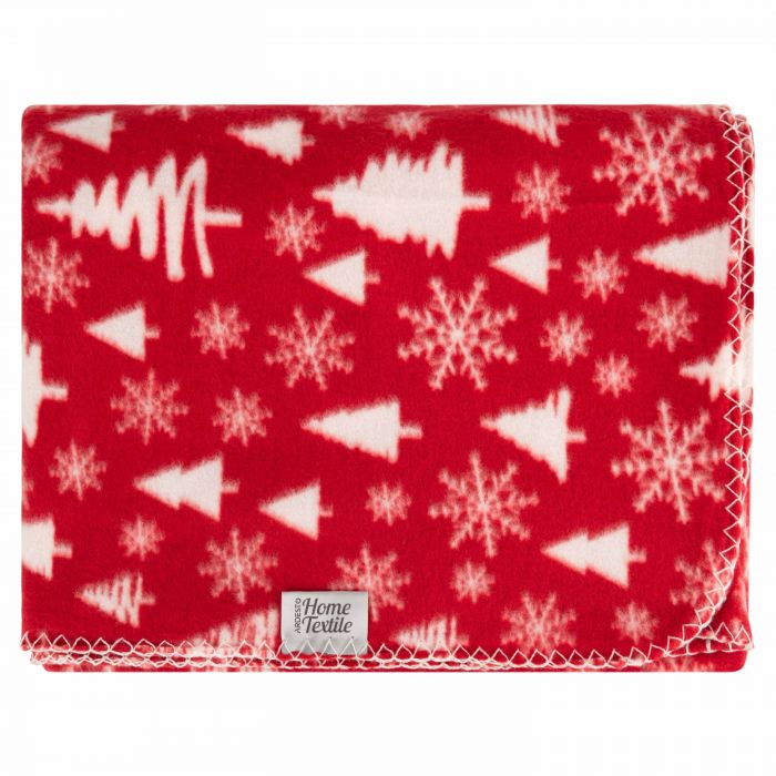 Плед Ardesto Christmas Fleece 130x160см, 100% поліестер, засніжені ялинки