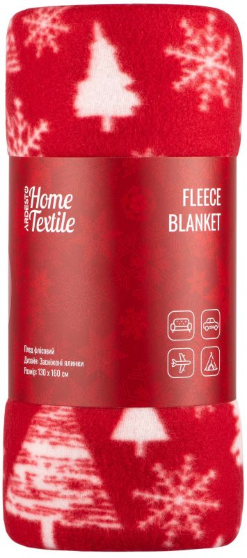 Плед Ardesto Christmas Fleece 130x160см, 100% поліестер, засніжені ялинки