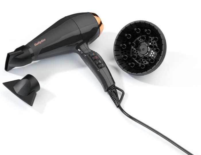 Фен Babyliss Air Pro, 2200Вт, 2 режими, дифузор, іоніз-я, хол. обдув, чорний