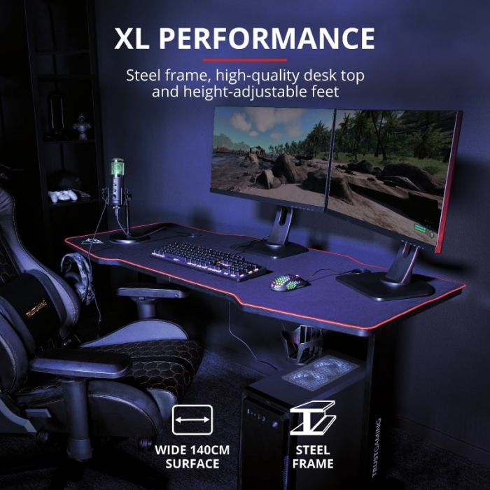 Стіл Trust GXT 1175 Imperius XL, (140x66см), чорний