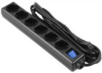 Подовжувач мережевий 2E 6хТип F, 3х1.5мм кв, 16A, 3м, чорний