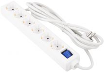 Подовжувач мережевий 2E 6хТип F, 3х1.5мм кв, 16A, 3м, білий