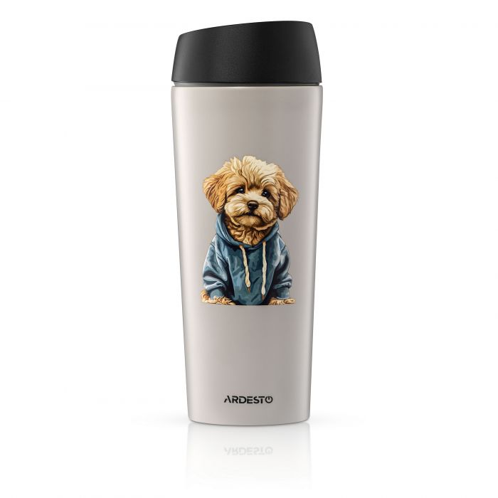 Термокухоль Ardesto Coffee Time Maltipoo 450мл, нержавіюча сталь, бежевий