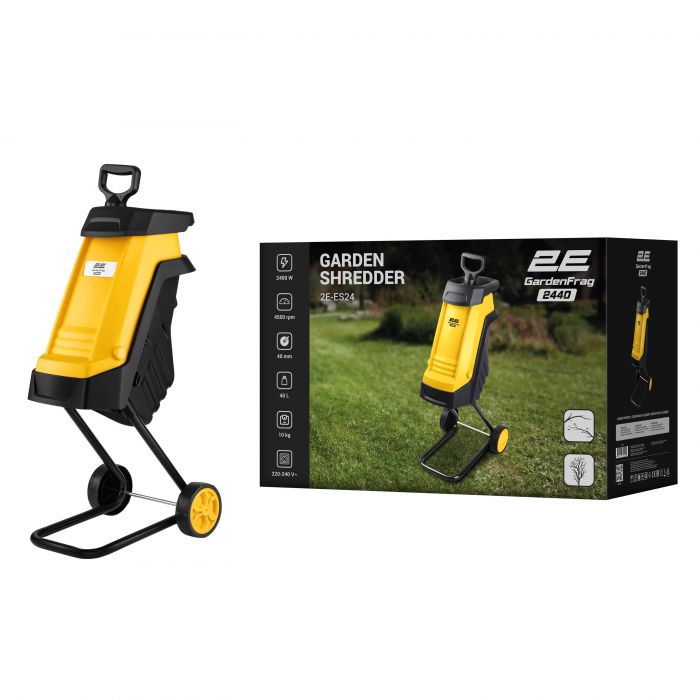 Подрібнювач садовий мережевий 2Е GardenFrag 2400Вт 40мм 40л 10кг ніж