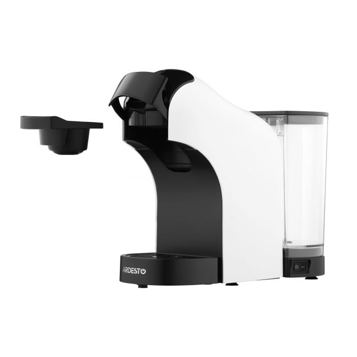 Кавоварка Ardesto капсульна, 0.8л,  капсули Nespresso, Nescafe Dolce Gusto, мелена кава, сенсорне керування, білий