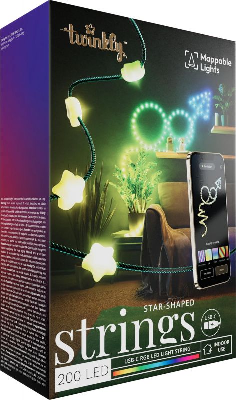 Гірлянда Smart LED Twinkly Strings Star RGB 200 IP20 12м USB-C кабель зелений