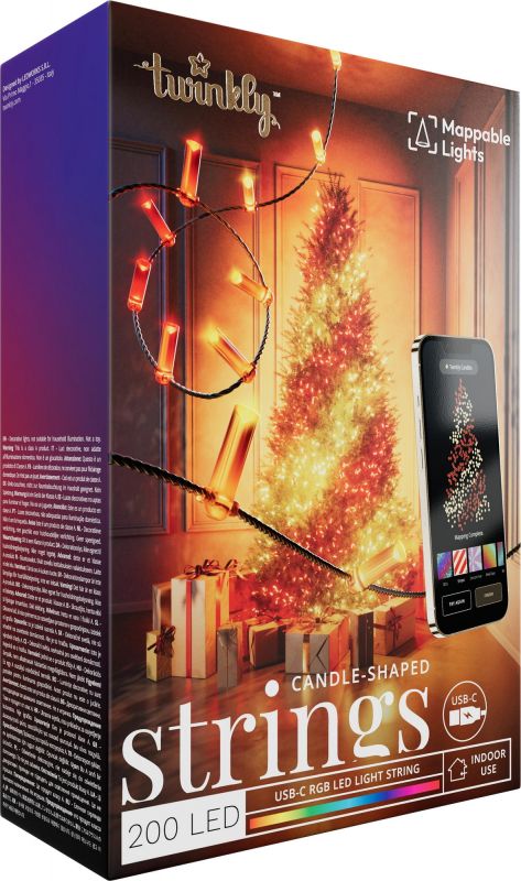 Гірлянда Smart LED Twinkly Strings Candle RGB 200 IP20 12м USB-C кабель зелений