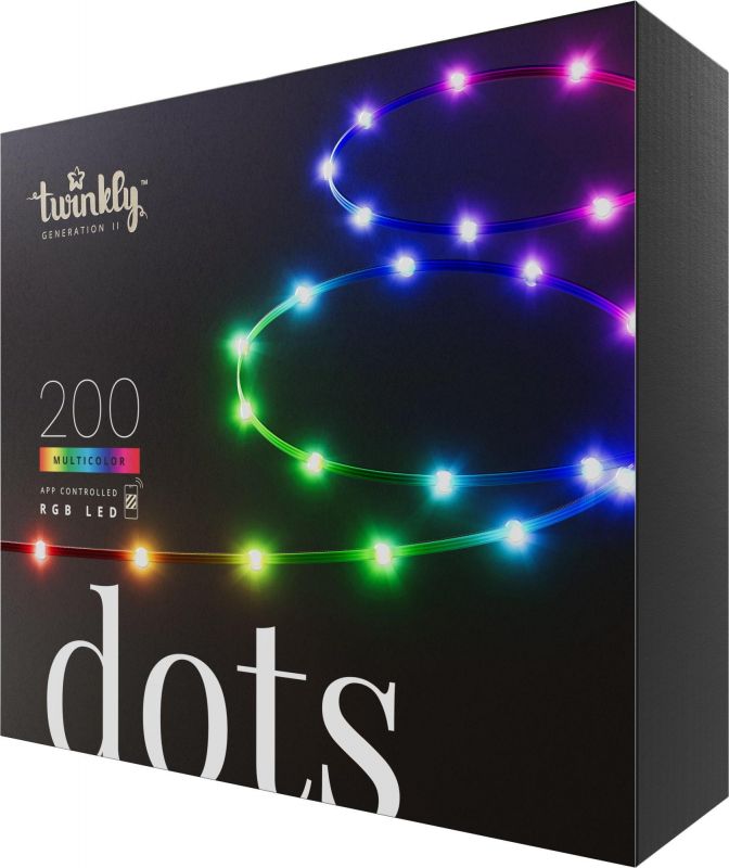 Гірлянда Smart LED Twinkly Dots Lights RGB 200 IP44 20м USB-C кабель чорний