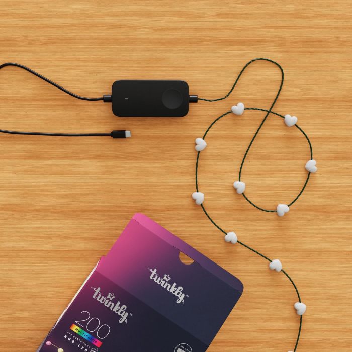 Гірлянда Smart LED Twinkly Candies Heart RGB 200 IP20 12м USB-C кабель зелений